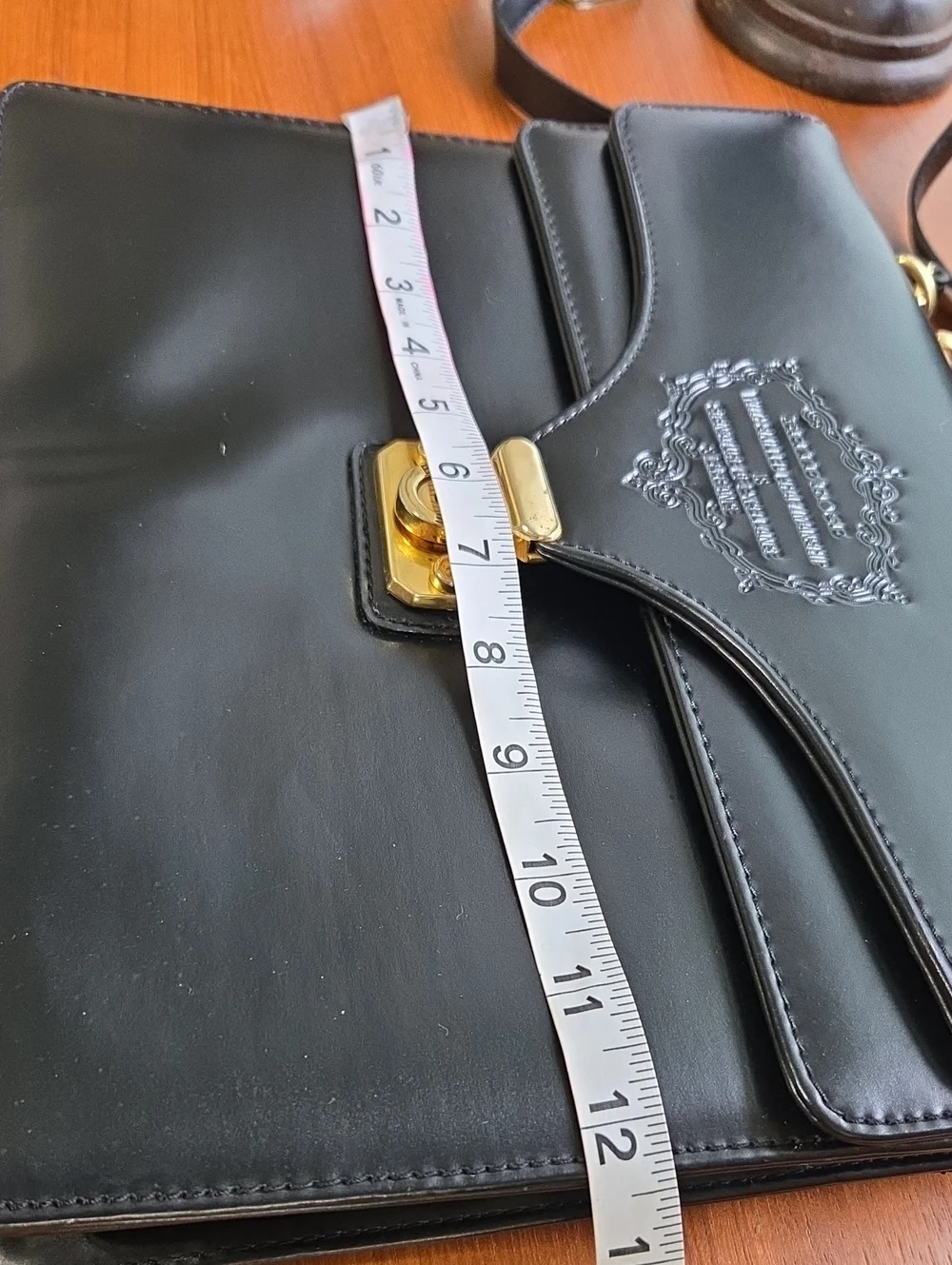 Black Women's Leather Briefcase/bag with Gold Hardware